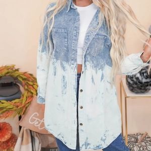 Peach Love oversized dip dyed corduroy shacket size small